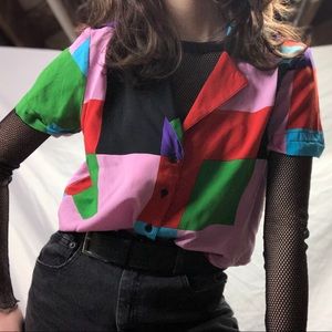 Geometric Abstract Forever 21 Button Up Top